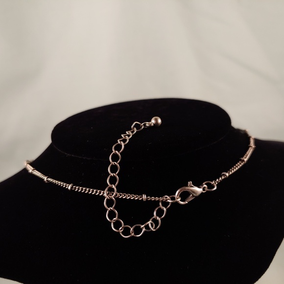 Rhinestone Turquoise Silver Tone Chain Necklace 23"-26" Pendant - Picture 5 of 6